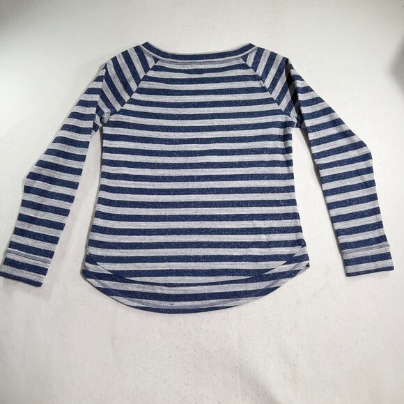 T by Talbots Sweater Womans Extra Small XS Boat Neck Blue Grey "Textured" Stripe - Picture 10 of 13